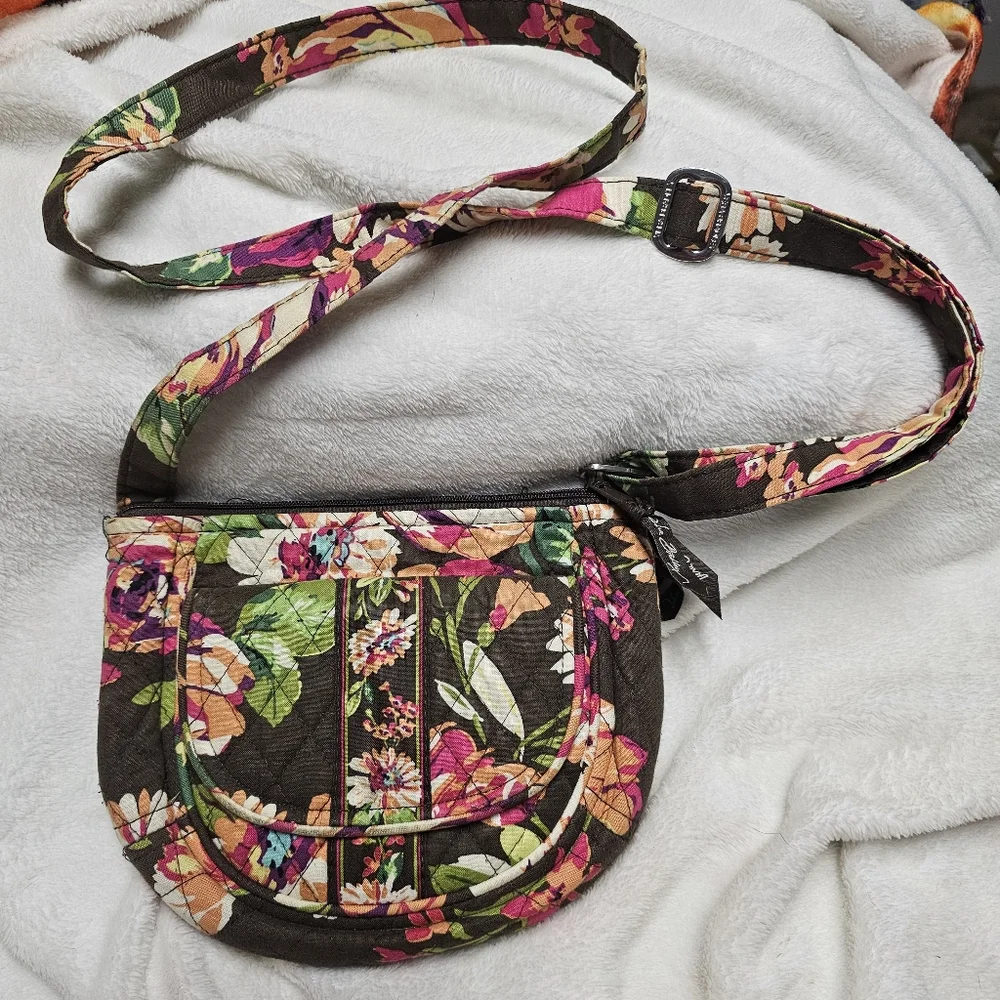 Vera Bradley English Rose Winter 2012  Brown Floral Lizzy Hipster Crossbody Bag